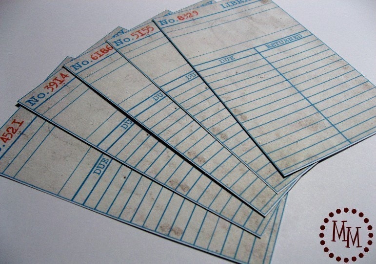 Aged Library Cards (Printable)