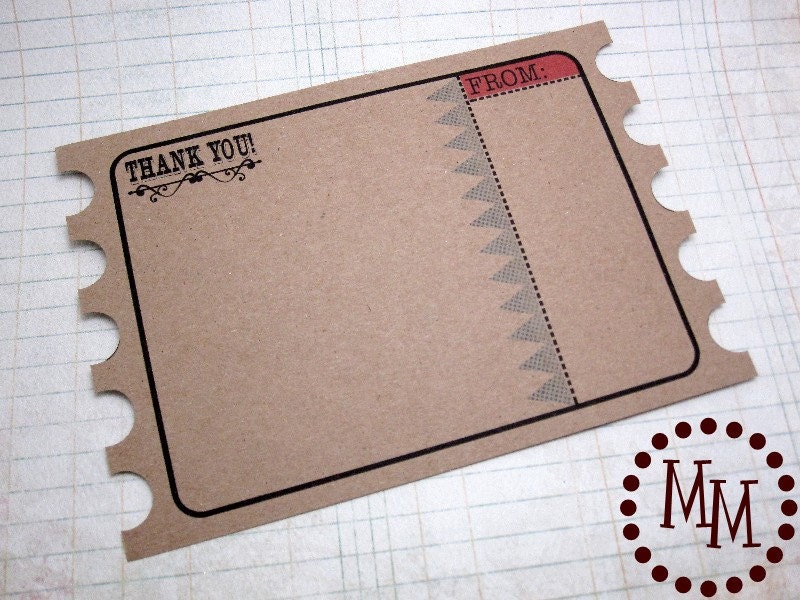 Train Ticket PRINTABLE Thank You Cards