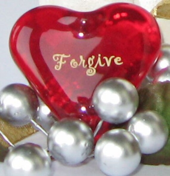 Red Glass Heart of Forgiveness Expression Inspiration 1.5x1.5x.5" 1.6oz