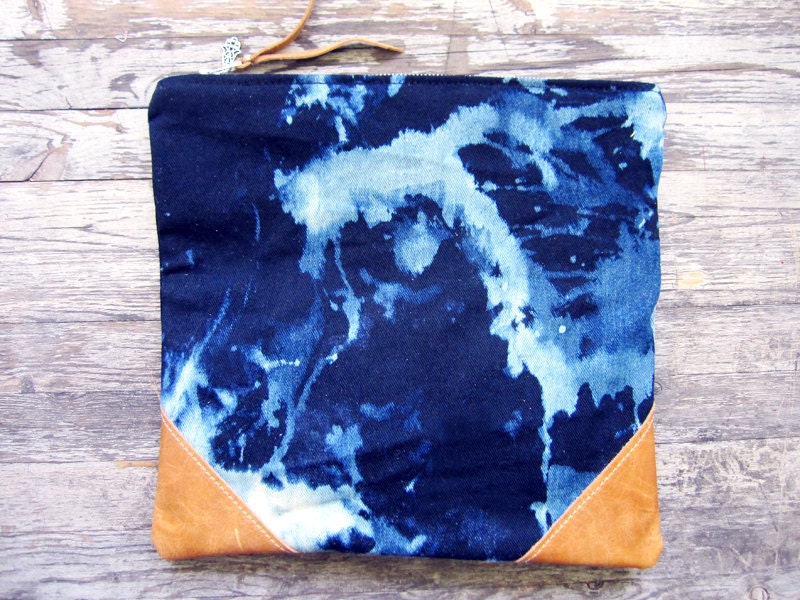 THE CONSTELLATION leather and canvas clutch