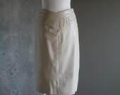 80s VINTAGE Vakko skirt cream soft rich leather excellent condition size 6