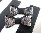 Silver Sequince Bow Stud Earrings