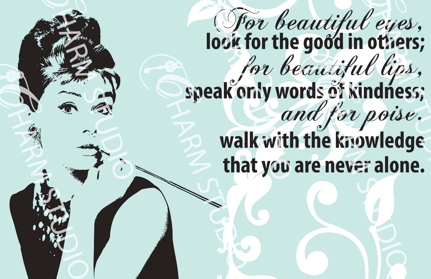 of Audrey Hepburn along with a quote on creating beauty within yourself