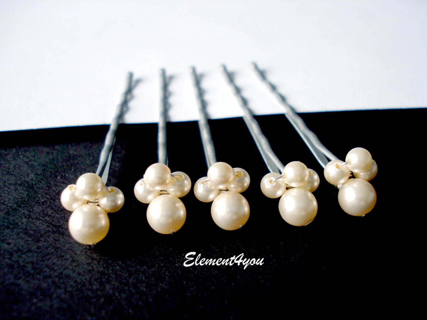Ivory bridal hair pin Bobby pins Clip Swarovski pearls cluster Wedding accessories Flower girl Bridal party gift hairdo Beaded CUSTOM COLOR