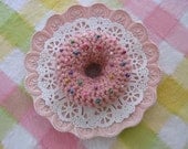 Crocheted Pink Doughnut Play Food