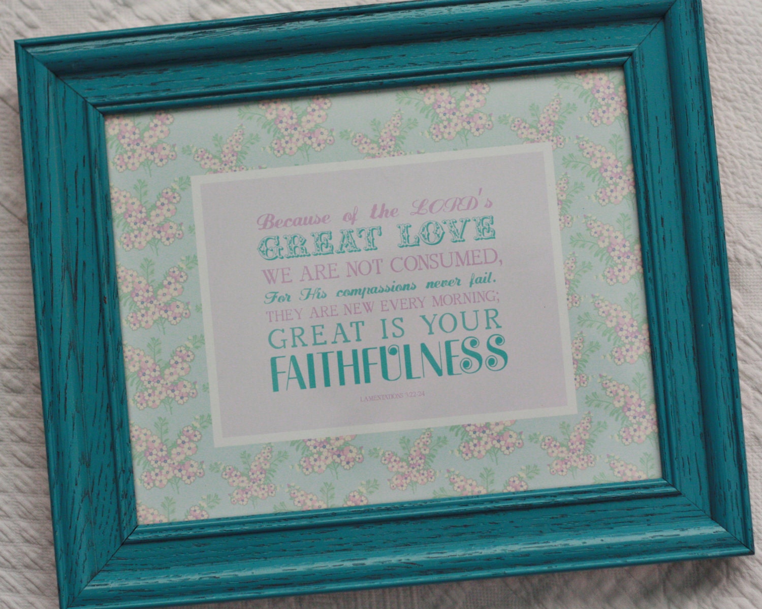GREAT is YOUR FAITHFULNESS scripture print Lavender and Turquoise