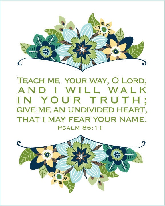 TEACH Me YOUR WAY O Lord, scripture print Blues and Greens