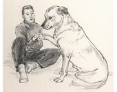 Hand Drawn Original Custom Pet drawing 5 x 7