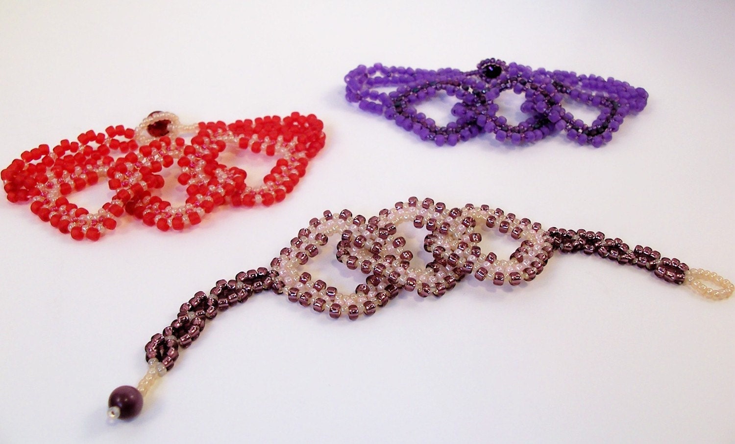 Diamond Bracelet Pattern, Beading Tutorial in PDF
