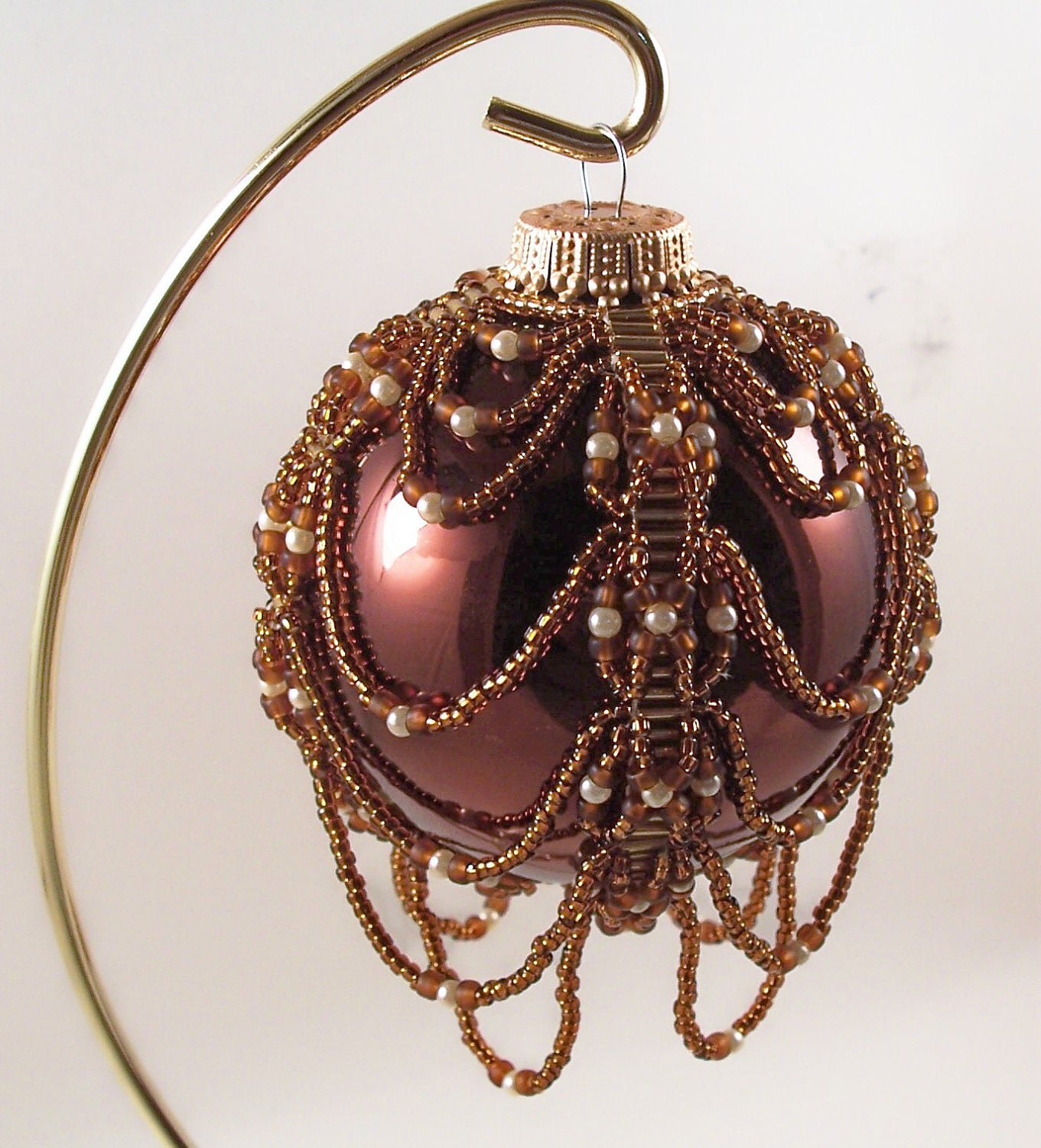 Pearl Drop Ornament Pattern, Beading Tutorial in PDF