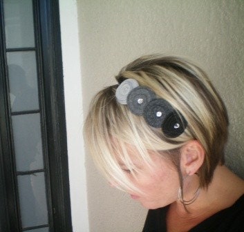 Flowers In A Row Headband (shades of grey)