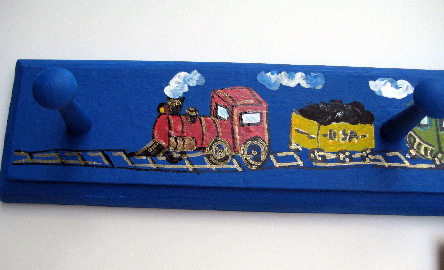 vintage train peg board