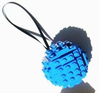 Blue Toy Brick Christmas Ball Ornament Building Kit