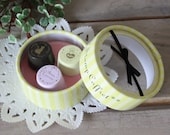 SALE-Cute Japanese Stamp Coffret Set - Yellow great for gift, card making, invitation making and party favor