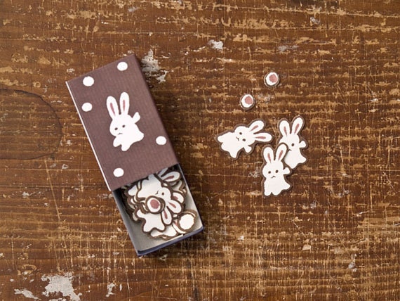 64 Beautiful Japanese stickers in a super cute Match Box - Snowy Day