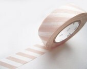 Discontinued-Japanese Washi Masking Tapes / Salmon Pink Diagonal Stripes for Weddings, Birthdays and Showers (15m Long, 50 percent more)