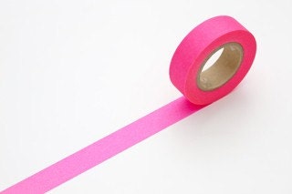 Fluorescent color Japanese Washi Masking Tapes / Hot Pink (15m Long, 50 percent more)