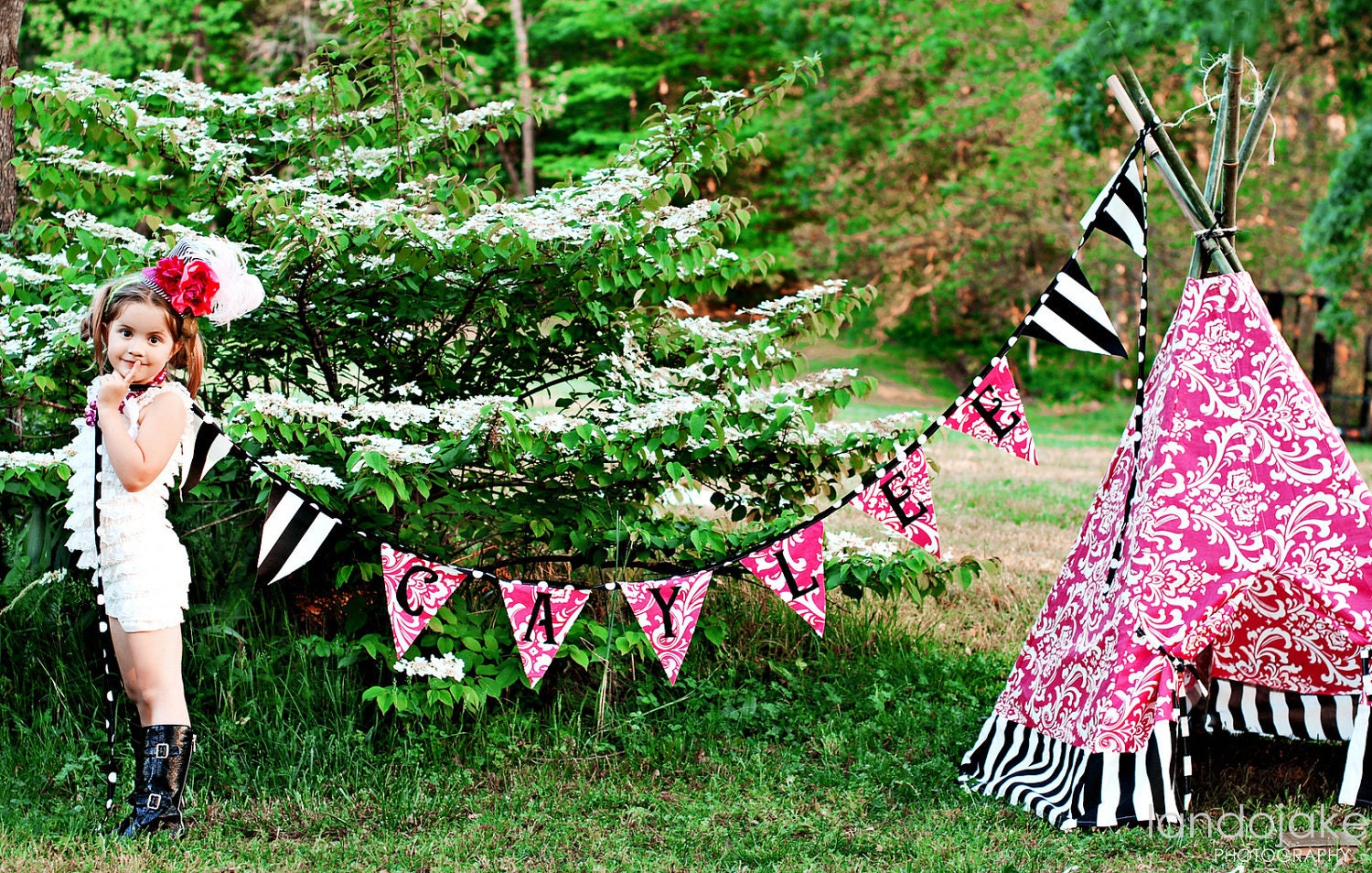 BOUTIQUE Tee Pee - The Posh Play Tent - Choose from our wide selection of DAMASKS and STRIPES