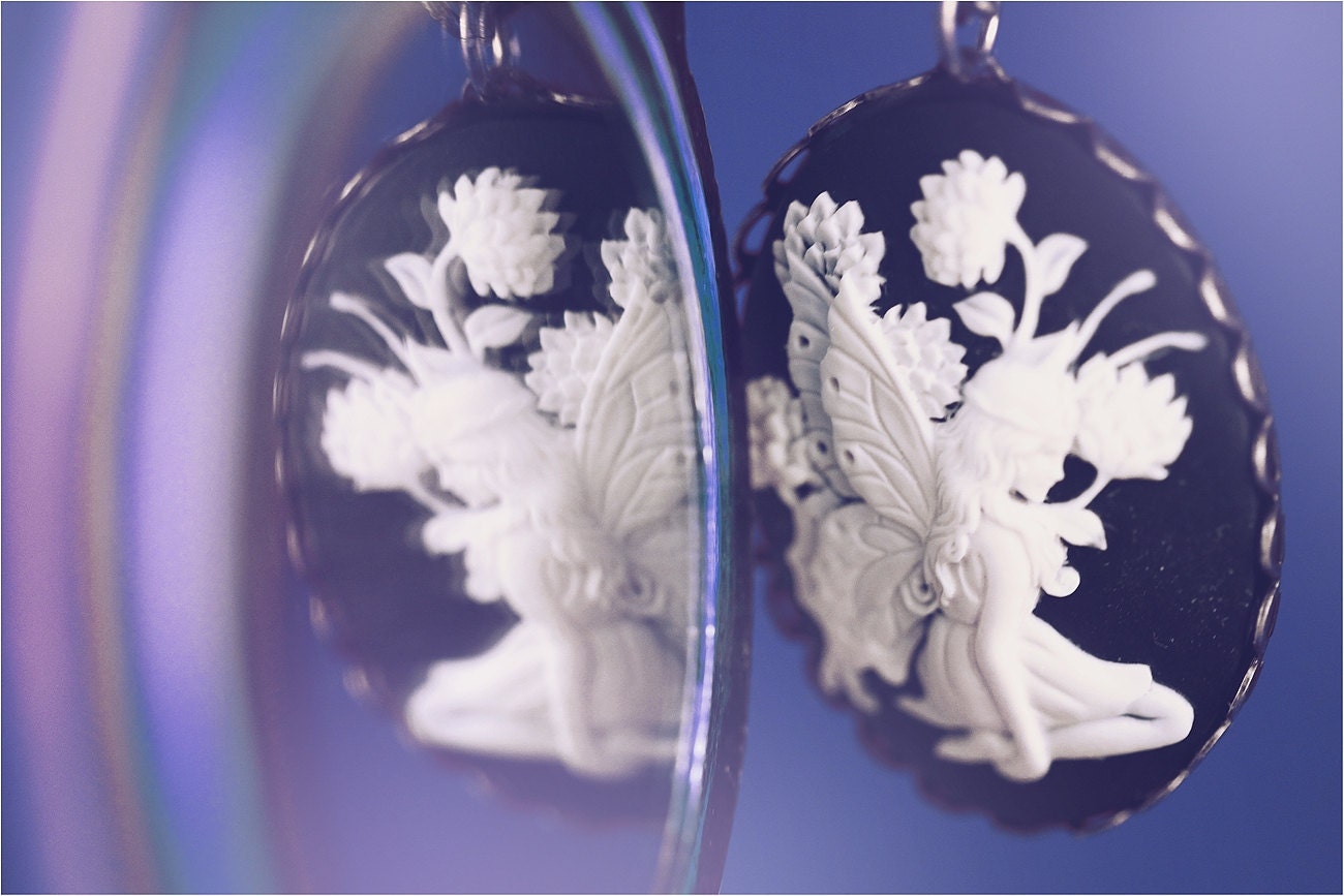 Beautiful Fairy Cameo Long Chain Pendant