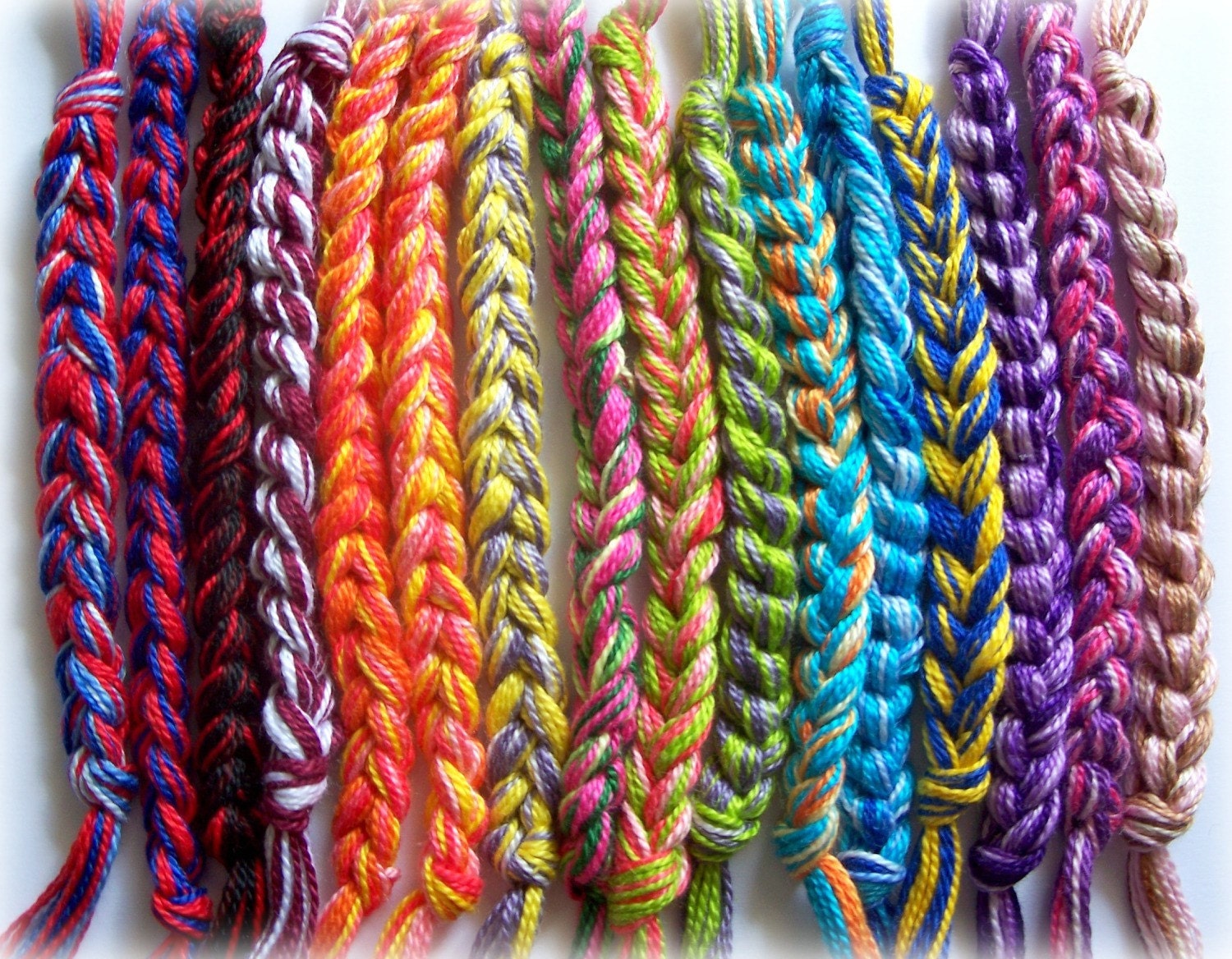 Crocheted Friendship Bracelet Rainbow - School Sports Cancer Awareness Wristband Fundraiser Cotton YOU Custom Colors By Distinctly Daisy