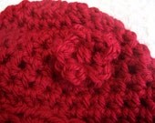 Her little red hat - Hand Crocheted Baby Beanie Cap - Girl 0-6 months By Distinctly Daisy