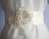 Ivory Peony Satin Sash -Angie S2
