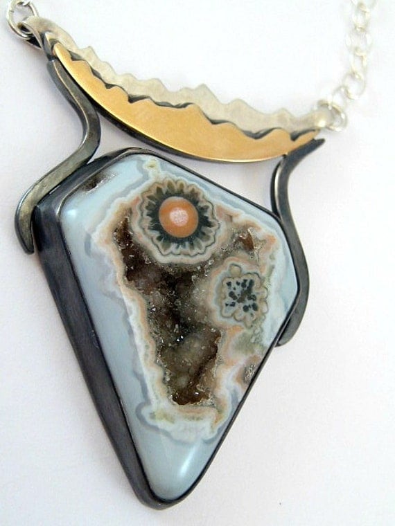 Ocean Jasper Druzy Necklace- 14kt & Sterling Silver