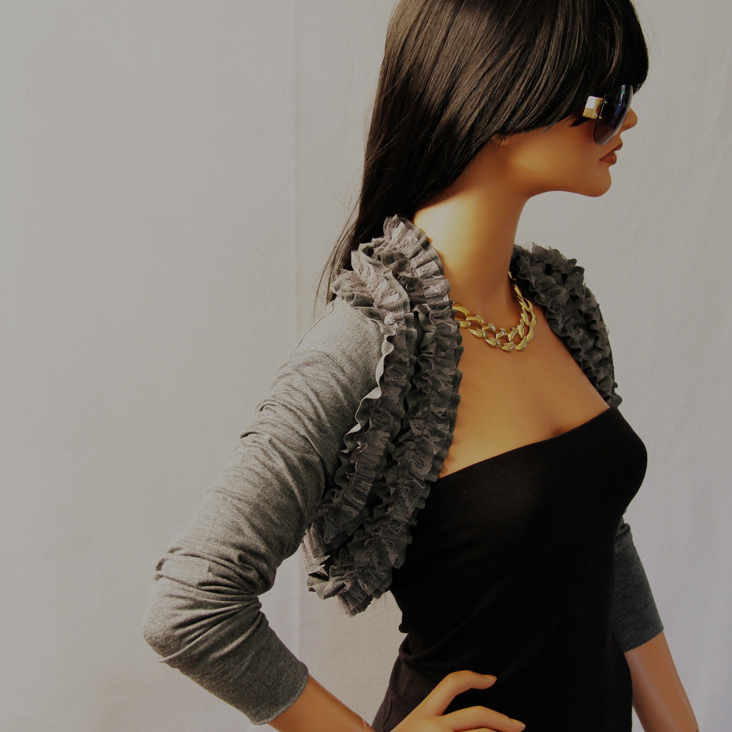 Grey Shrug /bridal shrug/bridal bolero//tops/sweaters/jacket/cardigans/ RS2-GY