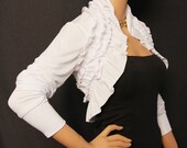 White Ruffles Shrug Borero Bridal Jacket wedding bolero shrug RS3-WT