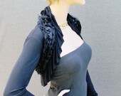 Black Shrug with lace ruffles long sleeves/shrug/bolero/shrugs/boleros RS3-BK