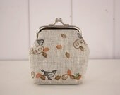 autumn birds... hand stamped mini clasp purse - choose your initial option