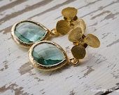 Brides or Bridesmaids Matte Gold or Silver Post Earrings with Colored Stone Custom -  RESERVE LISTING for LIndsey Salmony