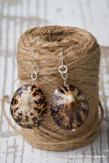 Bridesmaids Cowrie Shell and Sterling Silver Earrings