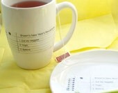 Your message, Custom dishes, Personalized dishes, Notebook Mug and Plate, Your words, New Years Resolution, Dishes,