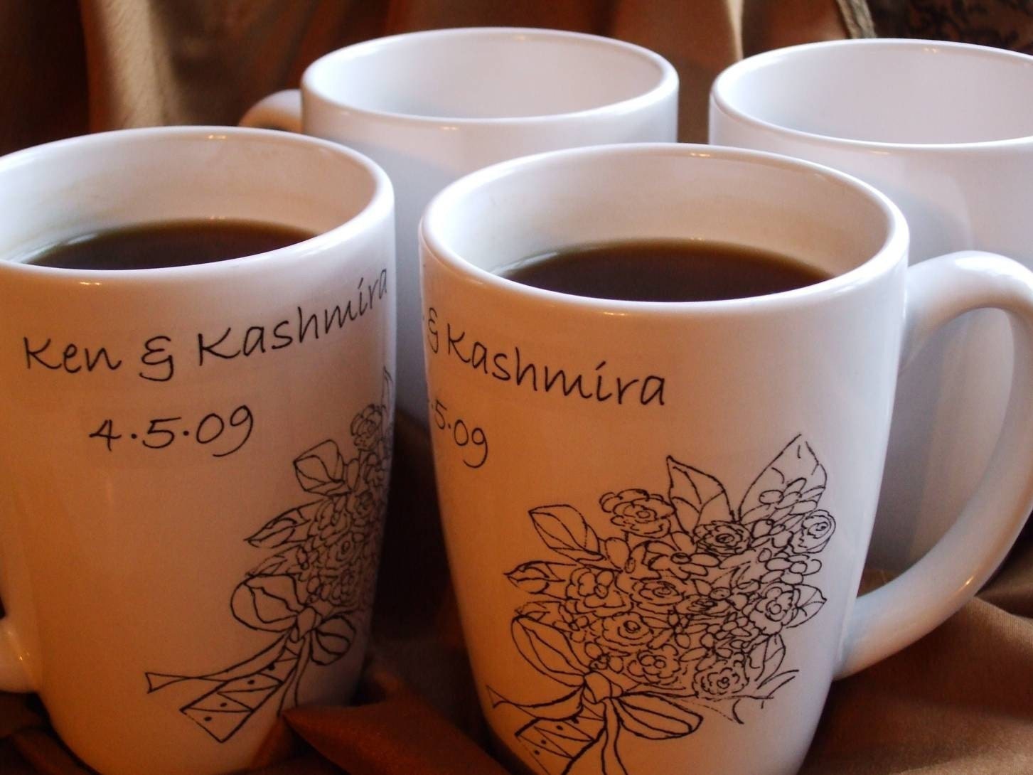 Custom Personalized His and Hers Wedding GIft Bouquet Mugs, Wedding Decor, Bride, Groom,Personalized Gift (Set of 2)