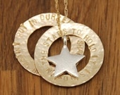 Inspirational Shakespeare Quote Necklace - Gold Poetry Words Circle Star Motivational Affirmation Famous Quote Pendant Necklace
