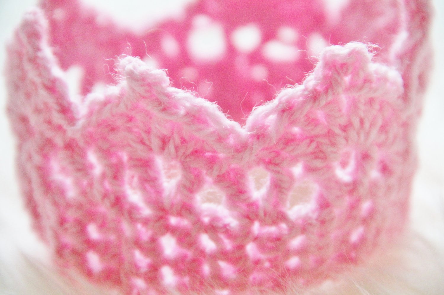 Crocheted Newborn Crown, Baby Photography Prop for Girls in Pink