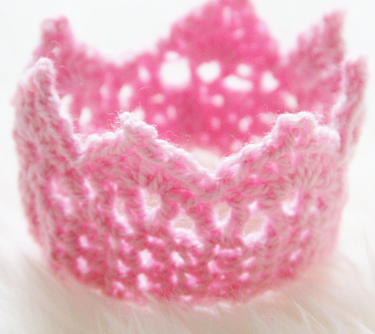 Pink Baby Crown, Photography Prop Crocheted for Princess Girls