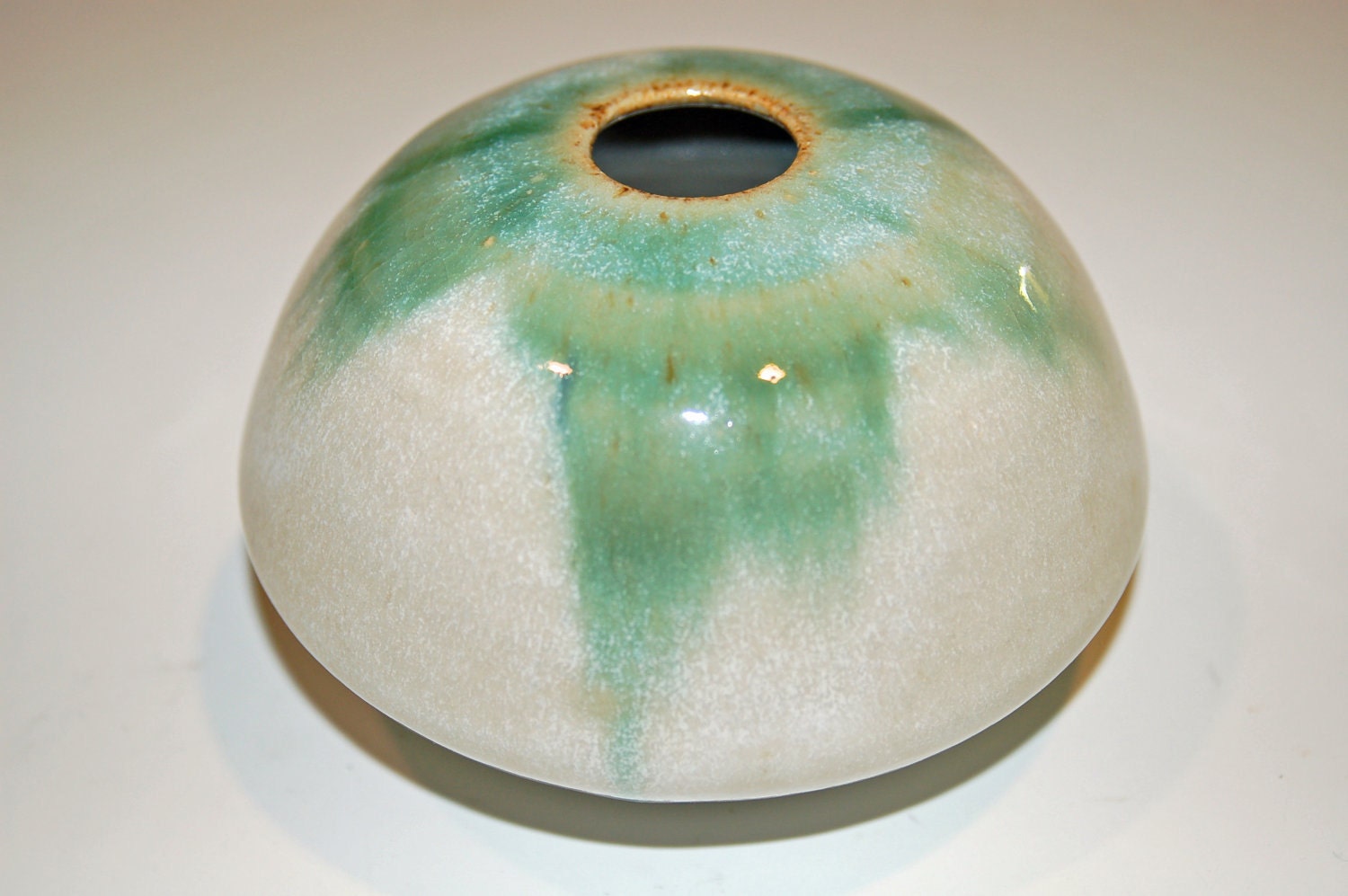 Pottery Vase with Green and Buttermilk Glazes