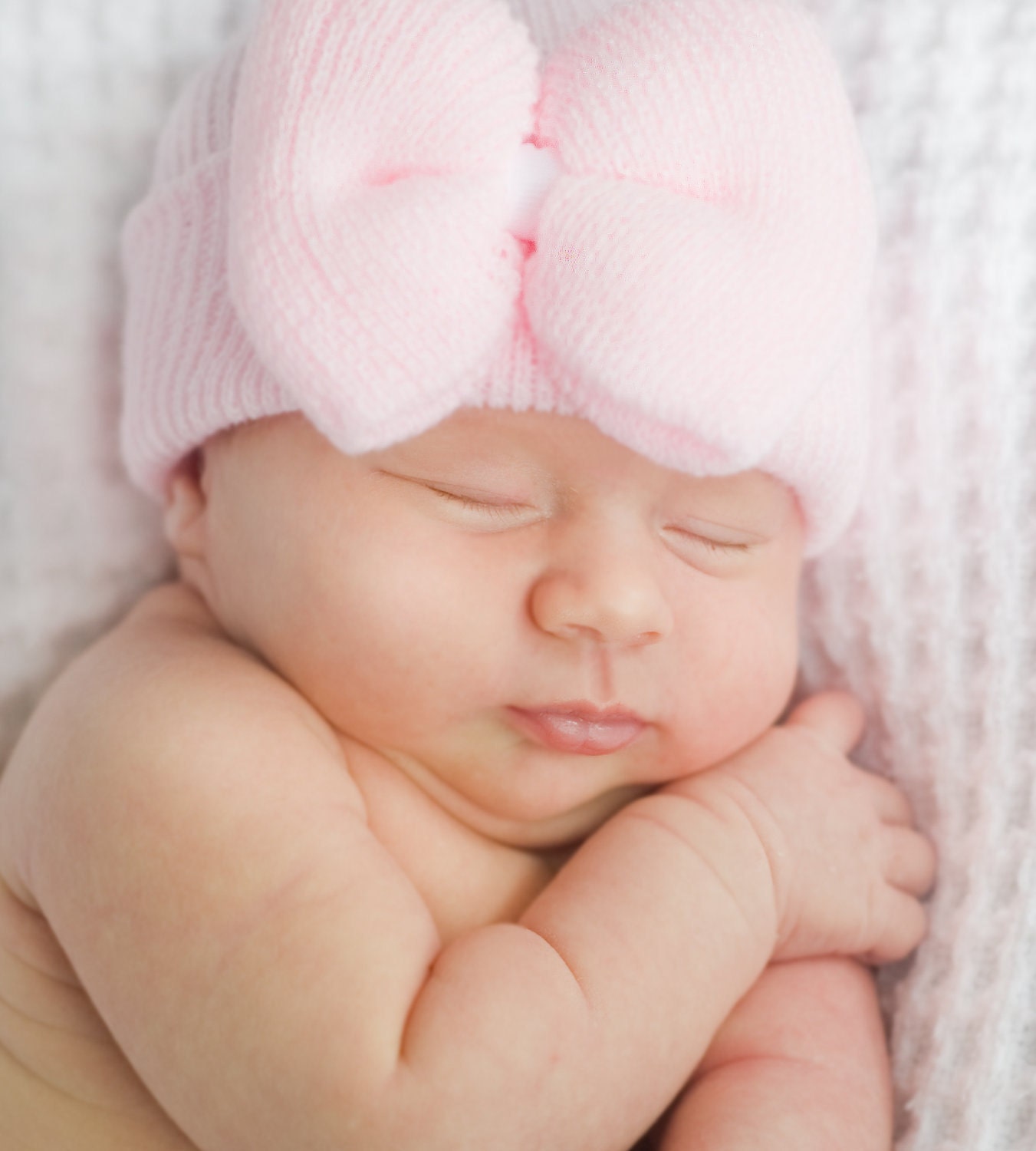 Boutique Hospital Hat- The Lila Solid Pink with Bow