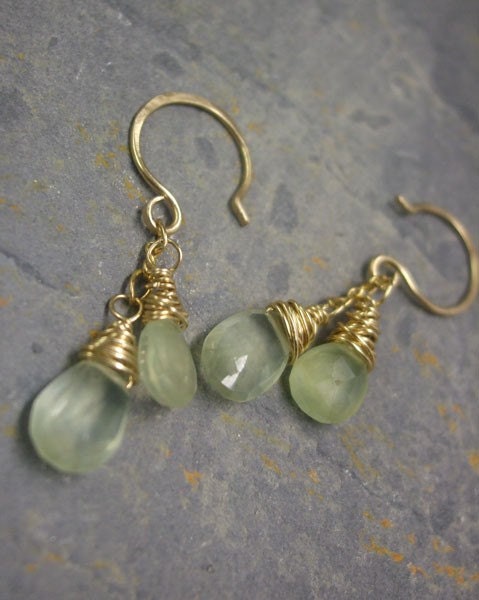 Golden Prehnite Drop Earrings, 14K Gold Filled, ThePurpleLilyDesigns