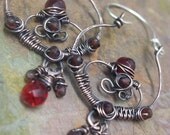 Garnet Gate, Sterling Silver, Copper, Garnet, and Rouge CZ Brio, earrings, ThePurpleLilyDesigns