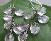 Ice Maiden, Antiqued Copper, Faceted Rock Crystal Quartz, and Sterling Silver, Earrings, ThePurpleLilyDesigns