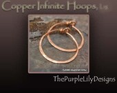 Copper Infinite Hoops,18g, Lrg., Handforged by ThePurpleLilyDesigns