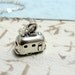 Tiny Camper RV Necklace, Sterling Silver Campter Charm on a Silver Cable Chain