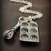 Bakers Muffin Cupcake Pan and Whisk Necklace - Silver Plated Charms on a 17" Cable Chain