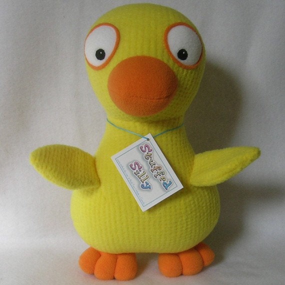 Cute Baby Yellow Duck by Stuffed Silly, Unique Plush Toy Bird, Limited Edition