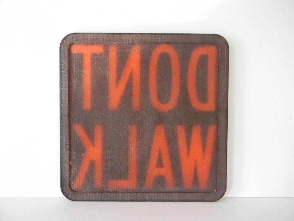Vintage Glass DONT WALK street traffic sign