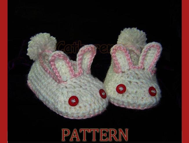 Baby Girl Bunny Slippers- Crochet Pattern