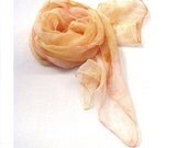Hand painted Peach Silk Scarf  Made To Order